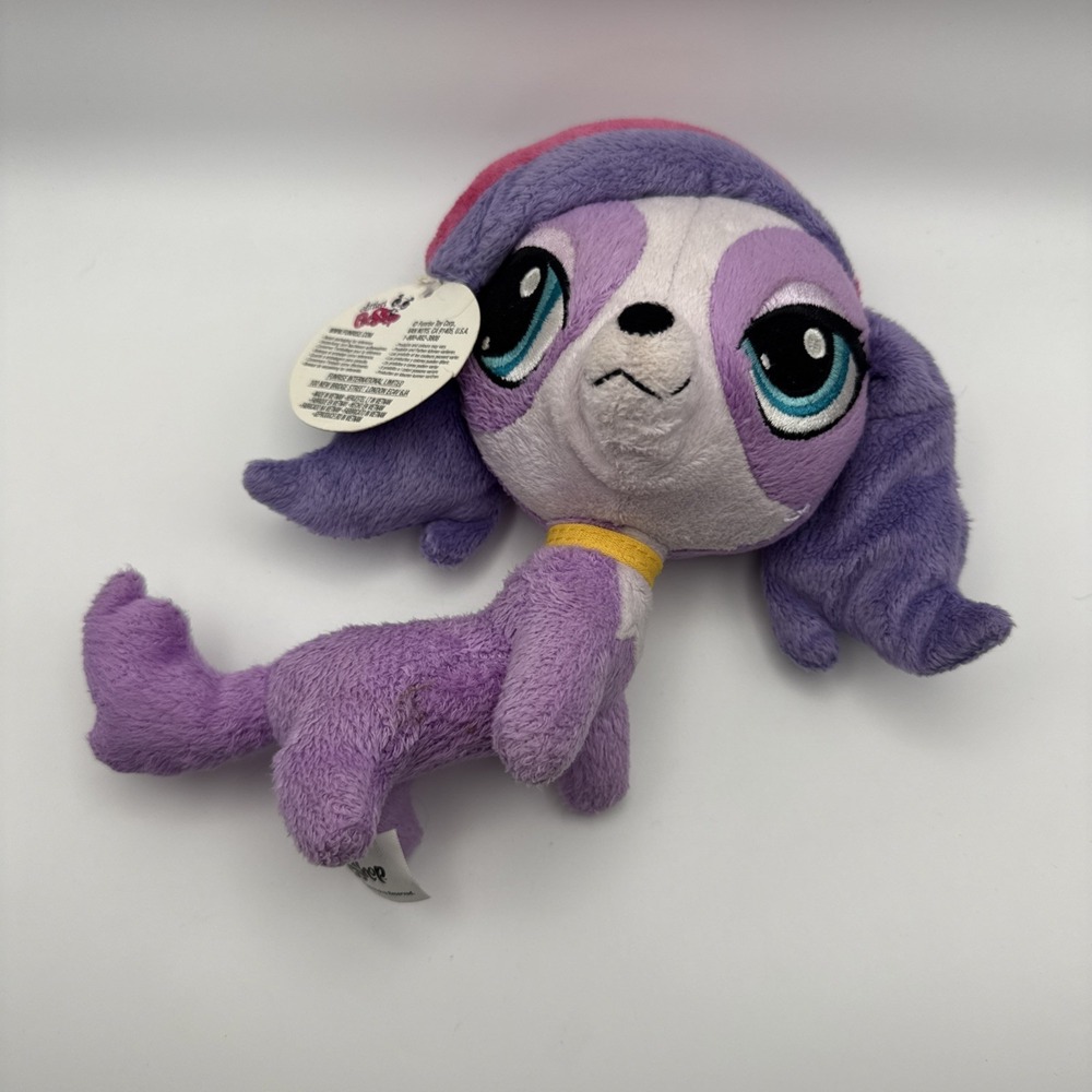 Littlest Pet Shop 9" Plush Zoe Trent Dog Purple Spaniel Hasbro Stuffed Animal